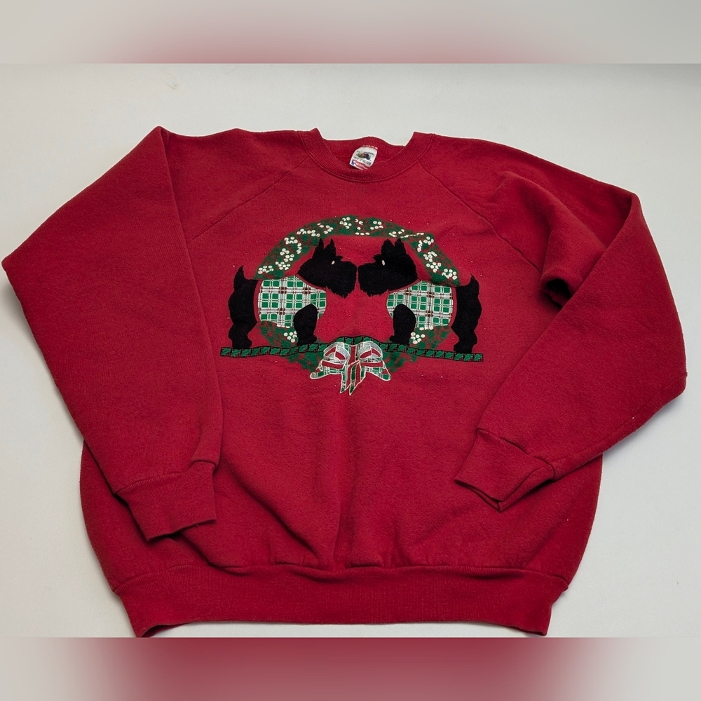 Vintage Scottish Scottie Terrier Funny Christmas Sweater L XL